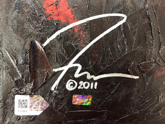 derrick rose, "point of attack" 30x45 orig, auto rose
