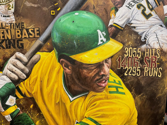 rickey henderson, "art of the steal" 30x45 orig, auto henderson