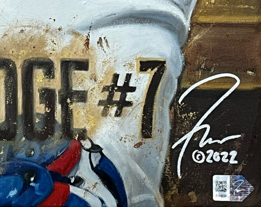 ivan rodriguez, "proceed at your own risk" 30x45 orig, auto rodriguez