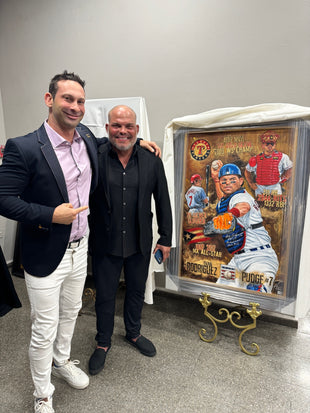 ivan rodriguez, "proceed at your own risk" 30x45 orig, auto rodriguez
