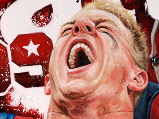 jj watt, "99 past the line" 30x45 orig, auto watt