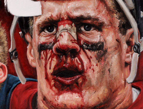 jj watt, "99 past the line" 30x45 orig, auto watt
