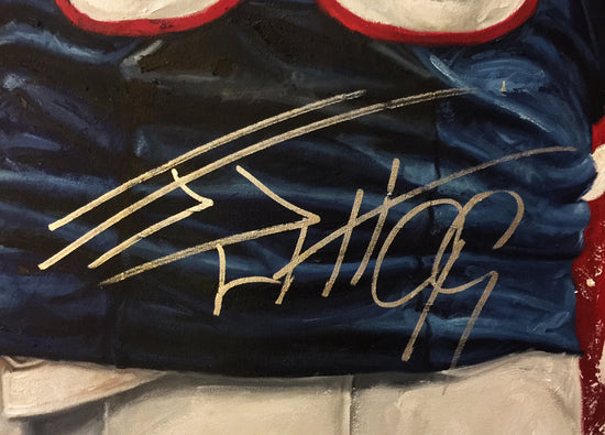 jj watt, "99 past the line" 30x45 orig, auto watt