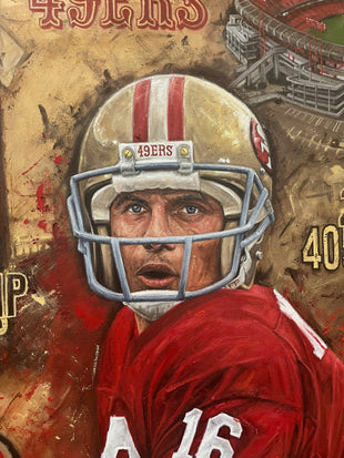 joe montana, "hardware hero" 30x45 orig auto montana