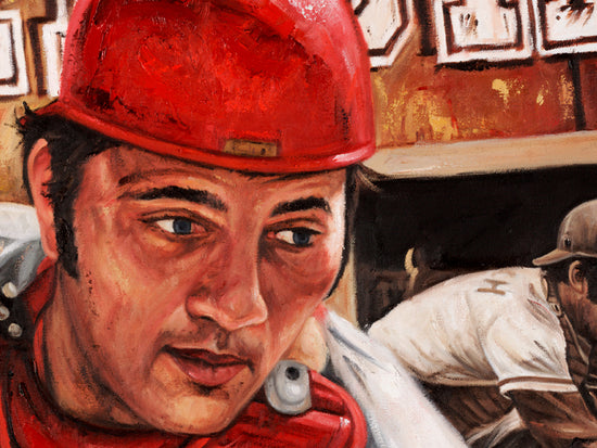 johnny bench, "guardian of cincity" 30x45 orig, auto bench