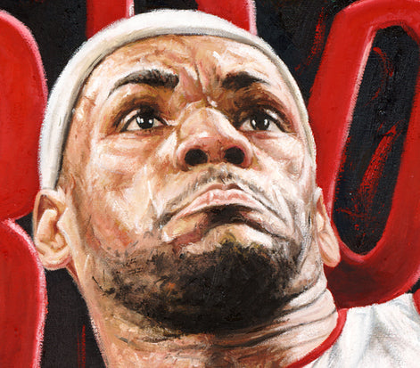 lebron james, "take no prisoners" 30x45 orig, auto james
