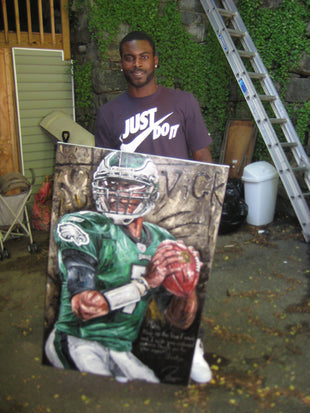 michael vick, "redemption" 24x36 auto aroc, l.e. 17