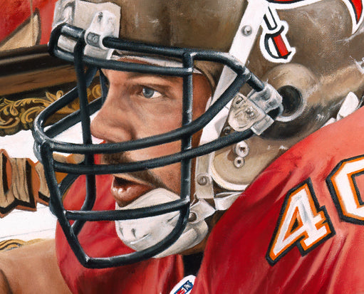 mike alstott, "fire the cannons" 30x45 orig, auto alstott