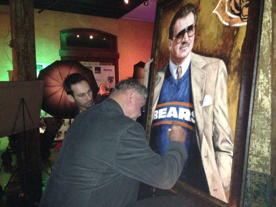 mike ditka, "takin' care of business" 30x45 orig, auto ditka
