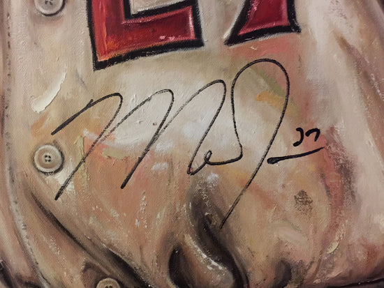 mike trout, "catch of the day" 30x45 orig, auto trout