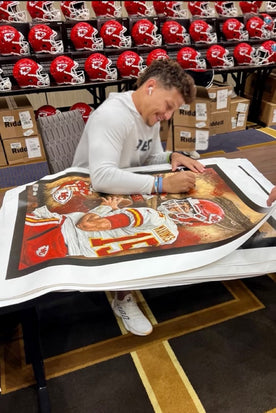 patrick mahomes, "i am him" 30x45 orig, auto mahomes