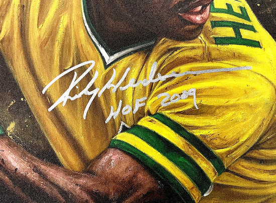 rickey henderson, "art of the steal" 24x36 auto aroc, l.e. 50