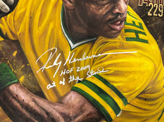 rickey henderson, "art of the steal" 30x45 orig, auto henderson