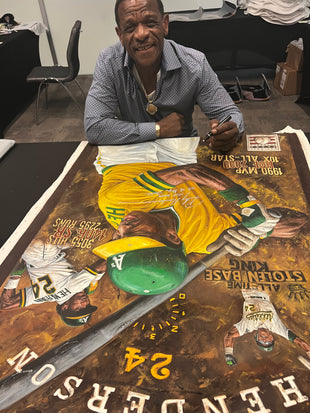 rickey henderson, "art of the steal" 30x45 orig, auto henderson