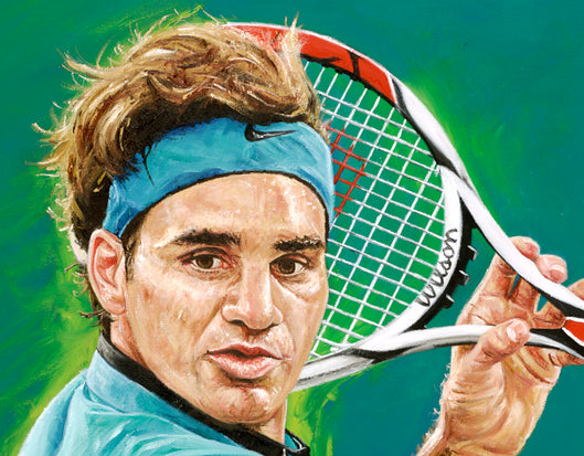 roger federer, "tenacious" 30x45 orig