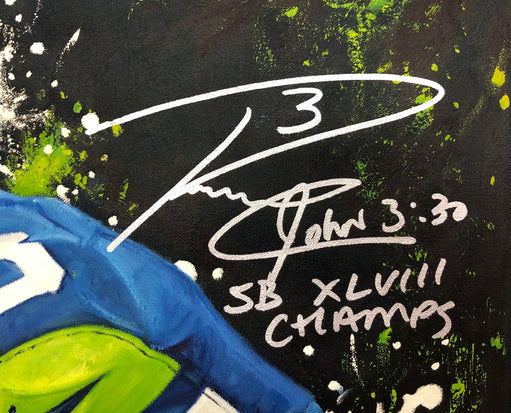 russell wilson, "double threat" 30x45 orig, auto wilson