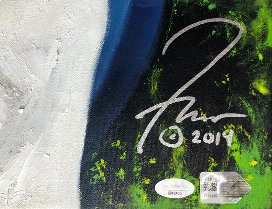 russell wilson, "double threat" 30x45 orig, auto wilson