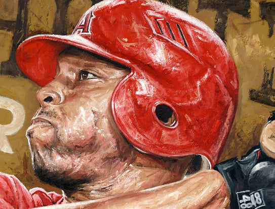 torii hunter, "hunt or be hunted" 30x45 orig, auto hunter