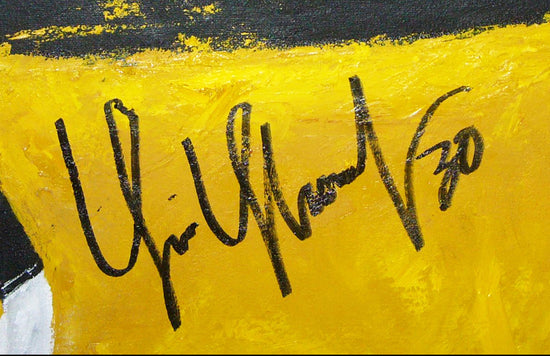 tim thomas, "denied" 30x45 orig, auto thomas
