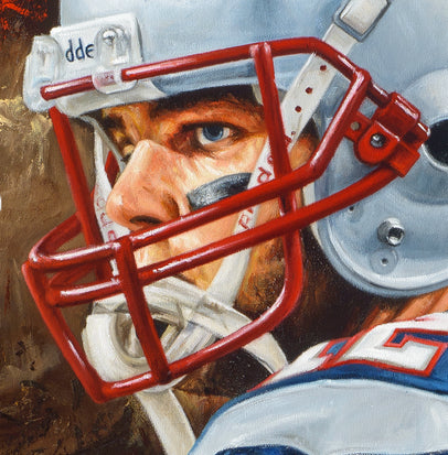 tom brady, "runnin' out of fingers" 24x36 auto aroc, l.e. 30