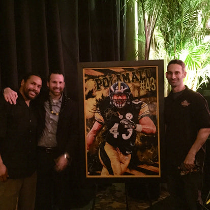 troy polamalu, "troy soldier" 24x36 auto aroc, l.e. 43