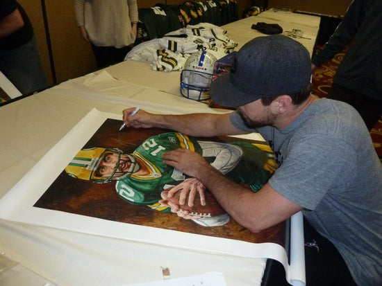 aaron rodgers, "in an instant" 24x36 auto aroc, artist proof, l.e. 02 of 12
