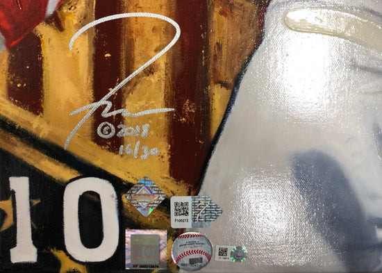 chipper jones, "made in the usa" 24x36 auto aroc w/ 'hof 2018' ins, l.e. 30
