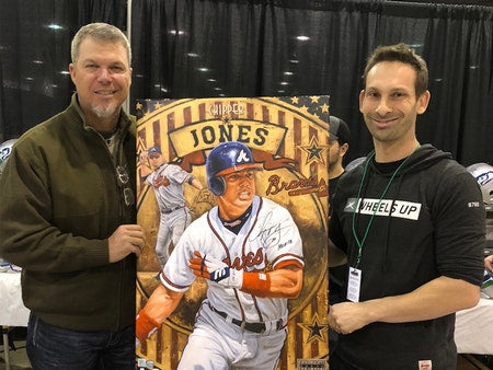 chipper jones, "made in the usa" 24x36 auto aroc w/ 'hof 2018' ins, l.e. 30