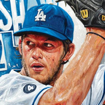 clayton kershaw, "hitless in hollywood" 24x36 auto aroc, l.e. 22