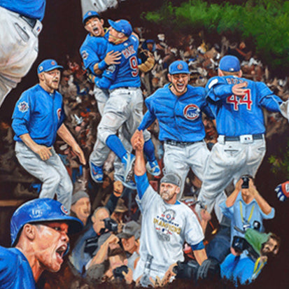 chicago cubs 2016 ws champs, "the wait is over" 24x36 aroc, l.e. 108 (1-99)