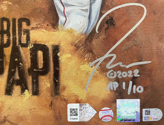 david ortiz 02, "the legend of big papi" 24x36 auto aroc w/ 'the legend of big papi', artist proof, l.e. 10