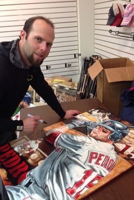 dustin pedroia, "determination" 24x36 auto aroc, l.e. 25