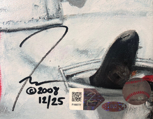 dustin pedroia, "determination" 24x36 auto aroc, l.e. 25