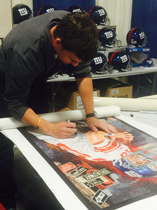 eli manning, "championship state of mind" 24x36 auto aroc w/ 'sb mvp' insc, artist proof, l.e. 10