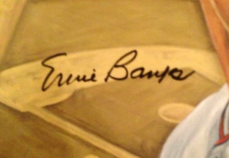 ernie banks, "the bank is open for business" 24x36 auto aroc, l.e. 24