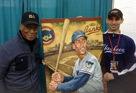 ernie banks, "the bank is open for business" 24x36 auto aroc, l.e. 24