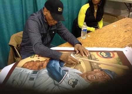 ernie banks, "the bank is open for business" 24x36 auto aroc, l.e. 24