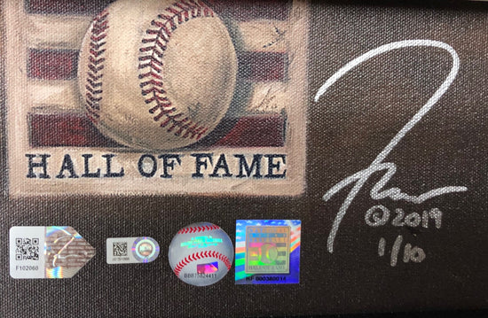 mlb hof class of 2019, "class of 2019" 30x45 multi-auto aroc, rivera, martinez, mussina, smith, baines, l.e. 10