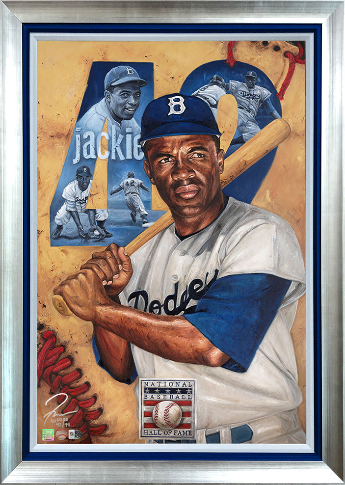  Jackie Robinson Los Angeles Dodgers MLB Baseball 1st First Base  Art Print 1AM3 on 16x20 Stretched Gallery Wrap Canvas Frame : Handmade  Products