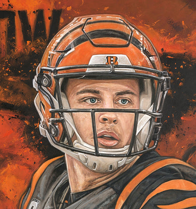 joe burrow, "untamed" 30x45 orig, auto burrow