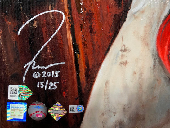 johnny bench, "guardian of cincity" 24x36 auto aroc, l.e. 25