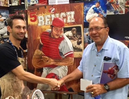 johnny bench, "guardian of cincity" 24x36 auto aroc, l.e. 25