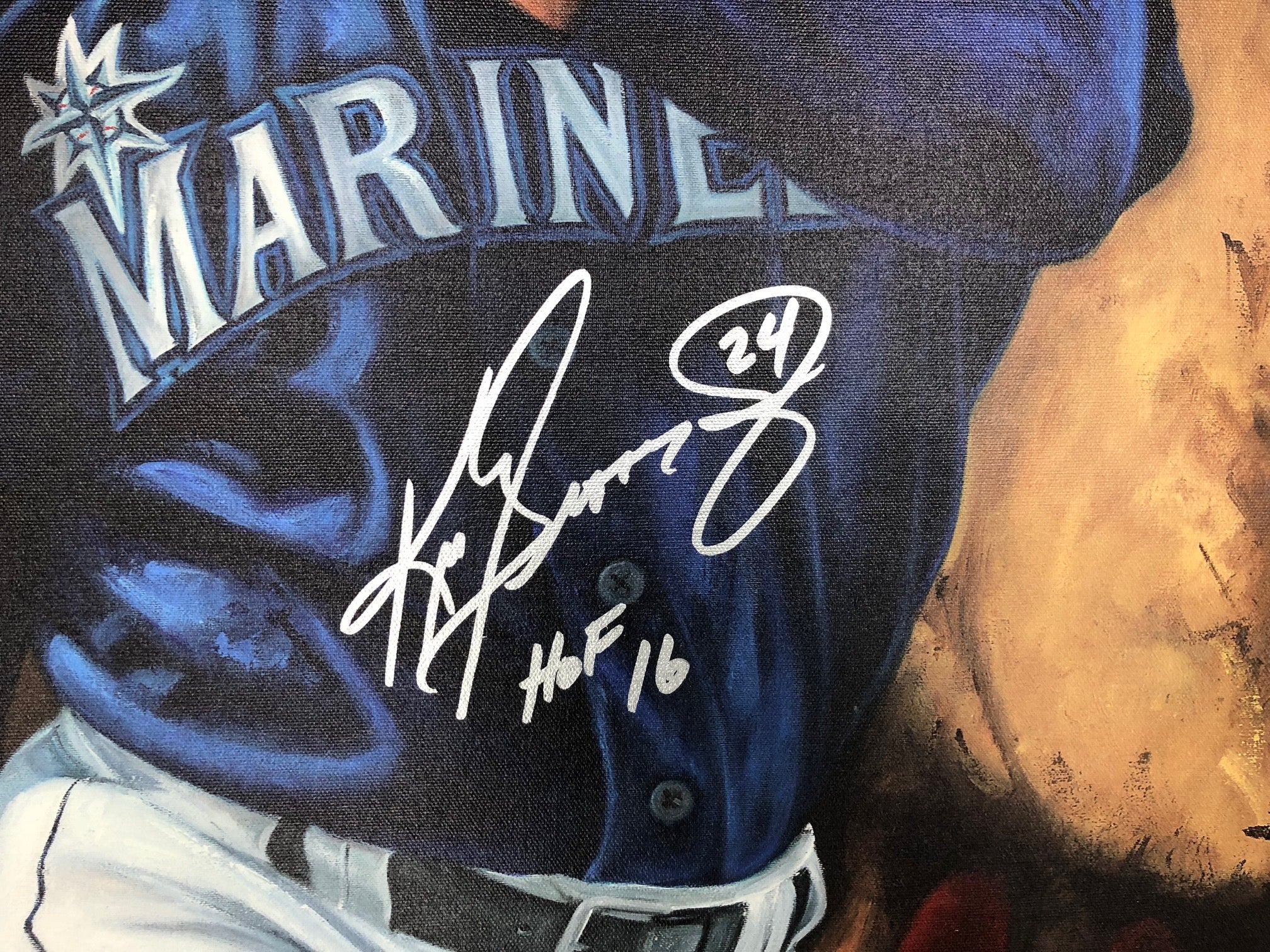 Ken Griffey Jr. Autographed Seattle Mariners Jersey Inscribed HOF 16 Framed