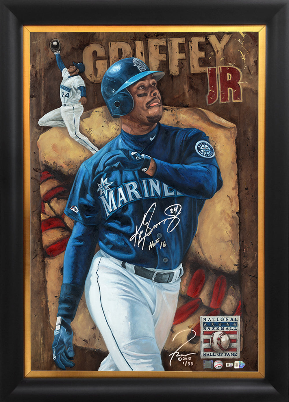Ken Griffey Jr., Here's Looking At You, Kid 24x36 AUTO AROC w/ 'HOF 2016'  Ins, L.E. 33