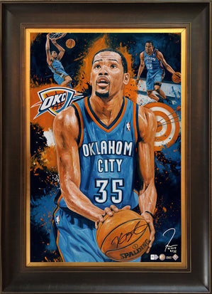 kevin durant, "sharp shooter" 24x36 auto aroc, l.e. 35