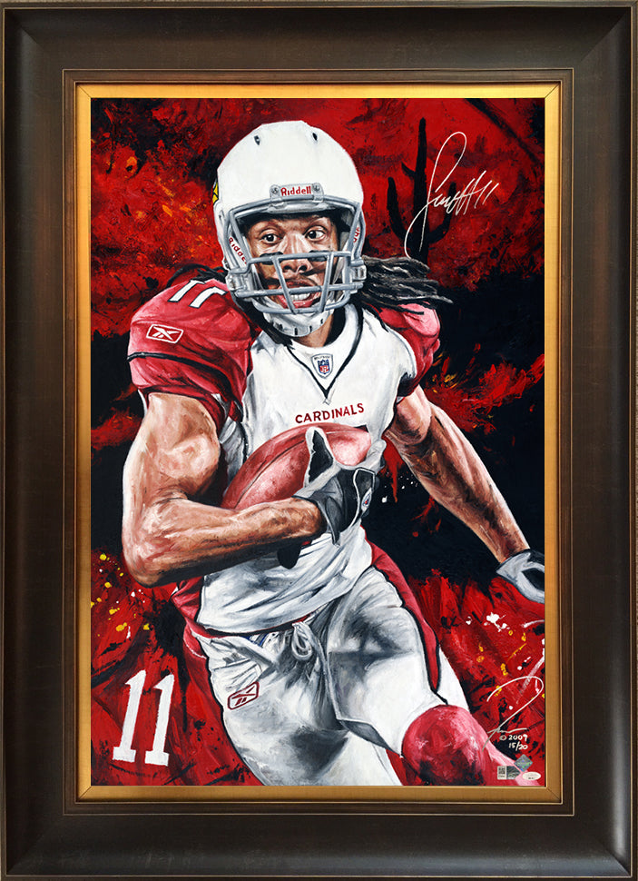 Larry Fitzgerald Autographed and Framed Black Cardinals Jersey
