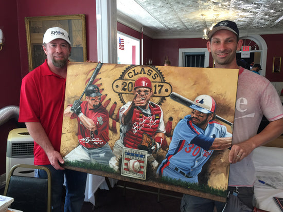mlb hof class of 2017, "class of 2017" 30x45 orig, mulit- auto bagwell, rodriguez, raines