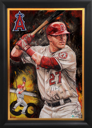 mike trout, "catch of the day" 24x36 auto aroc, artist proof, l.e. 8