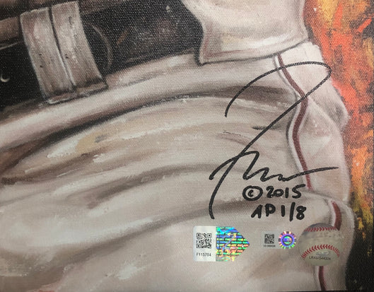 mike trout, "catch of the day" 24x36 auto aroc, artist proof, l.e. 8