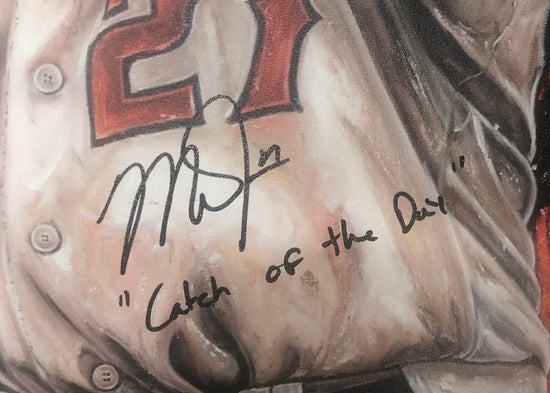 mike trout, "catch of the day" 24x36 auto aroc, artist proof, l.e. 8